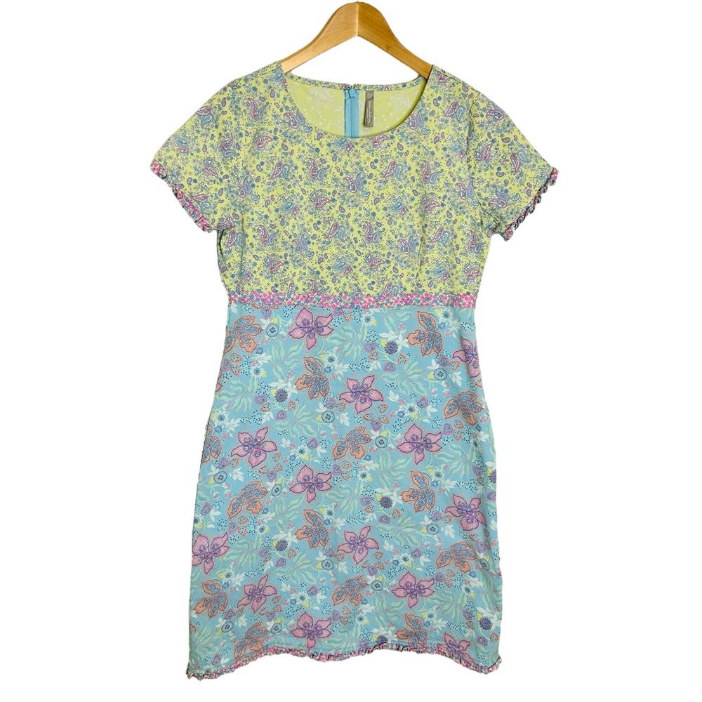 Hanna Andersson Dress Cotton Pastel Paisley Flower Print Size 12 Cottagecore